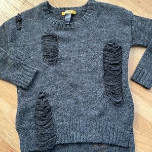 NWOT Charcoal grey Hi Lo wool destroyed sweater. *3